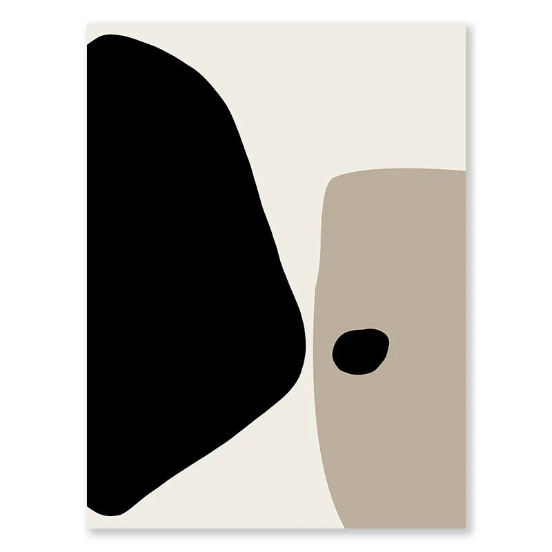 Modern Minimalist Neutral Gallery Wall Art Black and Beige Abstract Art Canvas Painting Nordic Simple Bedroom Frameless Wall Art