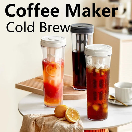 1L Manual Cold Brew Coffee Maker with Handle High-Capacity Water Bottle Summer Portable Juices Tea Fruit Coffeeware Pot