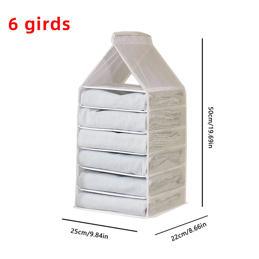Closet Hanging Storage Bag Cabinet Organizer for Pants Socks T-Shirt Underwear Organizer Hanging Foldable Wardrobe Organizer