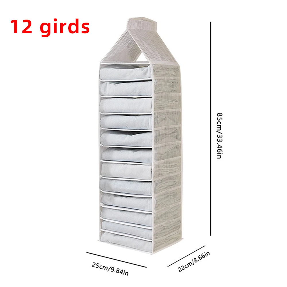Closet Hanging Storage Bag Cabinet Organizer for Pants Socks T-Shirt Underwear Organizer Hanging Foldable Wardrobe Organizer