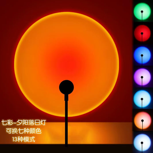 1Pc USB Sunset Lamp LED Rainbow Neon Night Light Projector Photography Wall Atmosphere Lighting for Bedroom Home Room Decor Gift